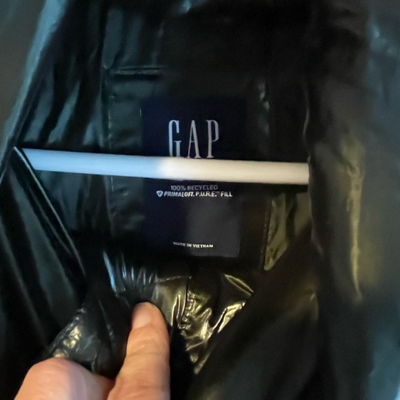 GAP Glossy Green Puffer Jacket Hooded Cropped GorpCore NWT Small - Picture 9 of 10